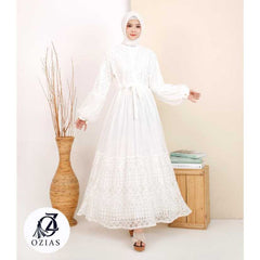 GAMIS OZIAS BROKAT FIMELA 09741 LD 105 & LD 120 I Gamis Tangan Balon I Gamis Kondangan Busui Friendly Nyaman Panjang Dress