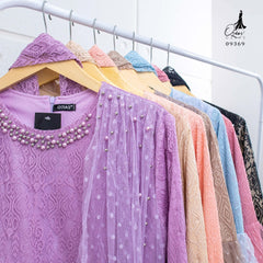 GAMIS OZIAS BROKAT 09369 LD 105 I Gamis Tangan Balon I Gamis Formal Nyaman Panjang Mewah