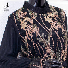 GAMIS OZIAS TILE BORDIR PREMIUM 03990 LD 105 I Gamis Rompi Wanita I Gamis Wisuda Muslimah  Motif Nyaman