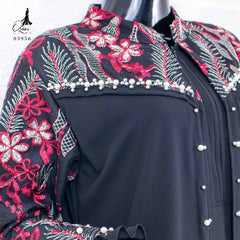 GAMIS OZIAS TILE BORDIR COMBI CERUTY 03956 LD 105CM I Gamis Abaya Muslimah I Fashion Muslimah Busui Friendly Nyaman