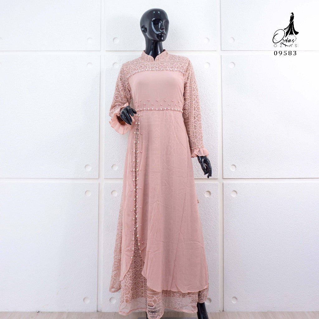 GAMIS OZIAS BROKAT COMBI SIFON 09583 LD 105 I Gamis Kondangan Simpel l Busana Muslim Premium Nyaman Panjang Santai