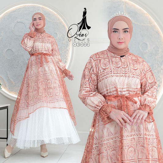 GAMIS OZIAS TILE MOSCREPE PREMIUM 06444 LD 105 I Gamis Fashion Muslimah I Gamis wisuda Rompi Nyaman Panjang