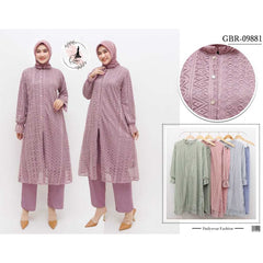 TUNIK OZIAS BROKAT ARABELLA 09881 LD 105CM I Oneset Fashion Muslimah I Tunic Celana Hijab l Busui Friendly Nyaman Wanita