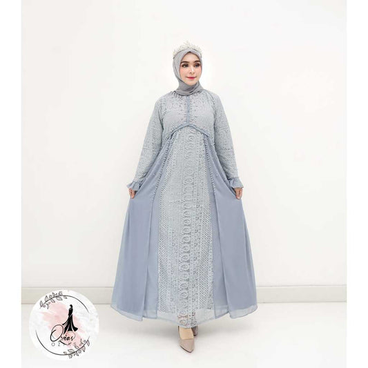 GAMIS OZIAS BROKAT KAGURA 09887 LD 105 I Gamis Remaja simpel I Gamis Elegant Busui Friendly Muslim Nyaman