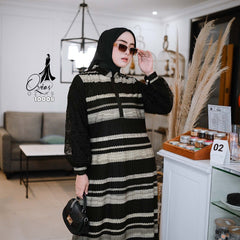 GAMIS OZIAS POLYLACE ZIGZAG 10008 LD 105 I Gamis Kondangan Cantik I Gamis Wanita Simpel