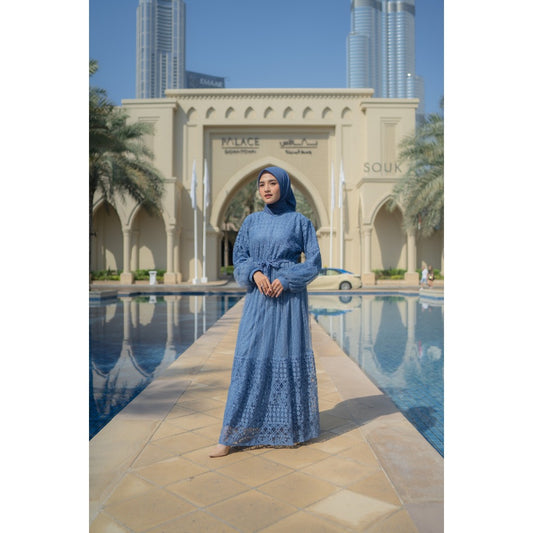GAMIS OZIAS BROKAT FIMELA 09741 LD 105 & LD 120 I Gamis Tangan Balon I Gamis Kondangan Busui Friendly Nyaman Panjang Dress