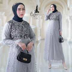 GAMIS OZIAS TILE 07115 LD 105 I Gamis Tile Bordir I Gamis Pesta