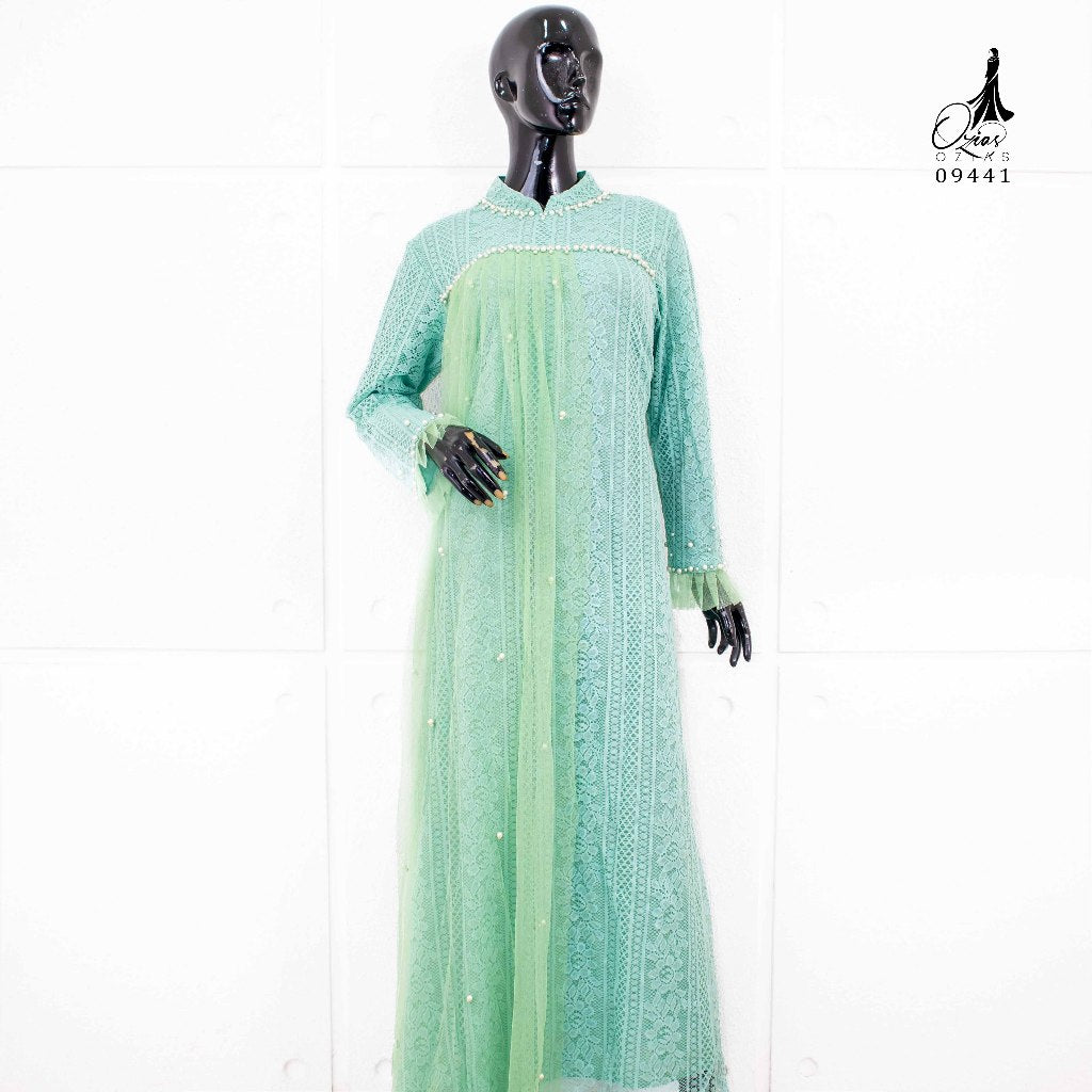 GAMIS OZIAS BROKAT 09441 LD 105 I Gamis Kondangan Simpel I Gamis Fashion Muslimah Panjang Santai