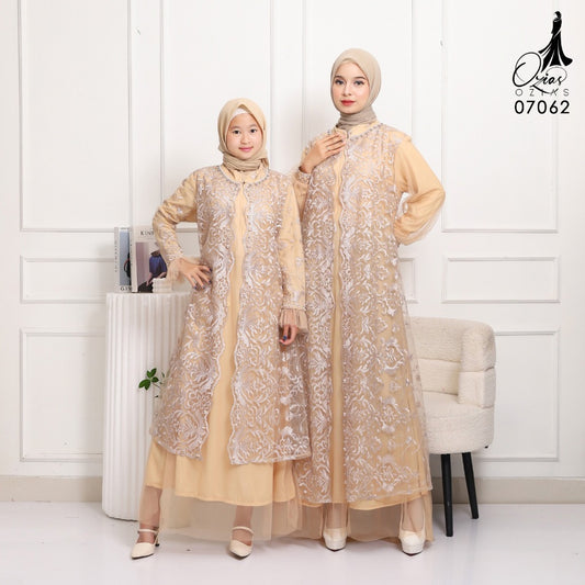 GAMIS OZIAS TILE IBU & ANAK 07062 07082 LD 105 80 90 I Gamis Tile Premium I Gamis Kondangan