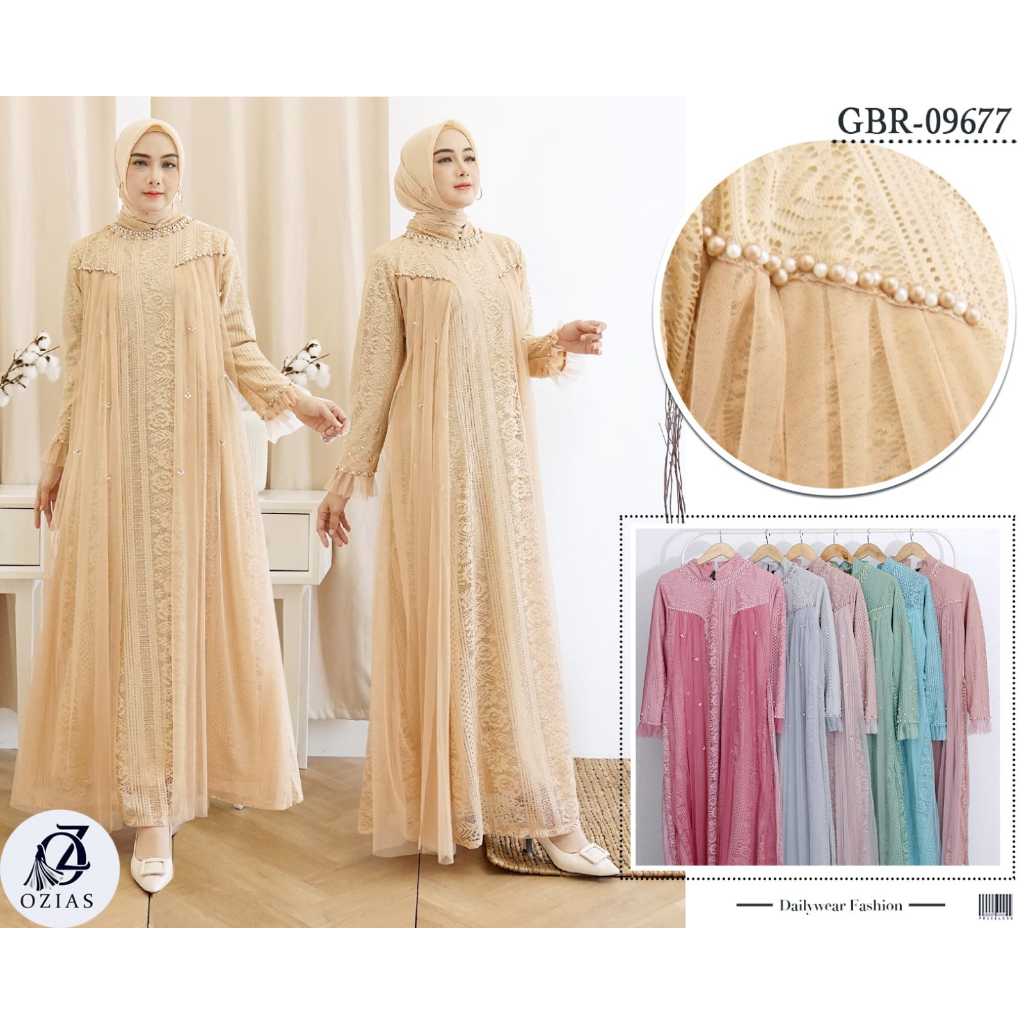 GAMIS OZIAS BROKAT 09677 LD 105 I Gamis Kondangan Simpel I Gamis Casual Remaja Nyaman
