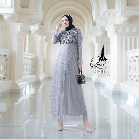 GAMIS OZIAS TILE 07115 LD 105 I Gamis Tile Bordir I Gamis Pesta