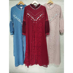 GAMIS OZIAS BROKAT ALYA 10012 LD 105 I Gamis Brokat Premium I Gamis Santai Wanita