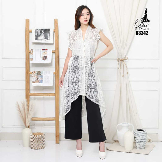 VEST OUTER OZIKO BROKAT CORNELI 03242 LD 105 I Outer Kondangan Wanita I Outer Casual