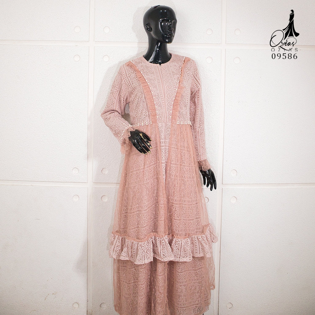 GAMIS OZIAS BROKAT 09586 LD 105 I Gamis Pesta Busui Friendly I Gamis Remaja Muslimah Nyaman Panjang