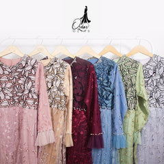 GAMIS OZIAS TILE 07115 LD 105 I Gamis Tile Bordir I Gamis Pesta