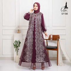 GAMIS OZIAS TILE NAMIRA 07144 LD 105 140 I Gamis Mewah Kondangan 4XL I Gamis Tile Bordir