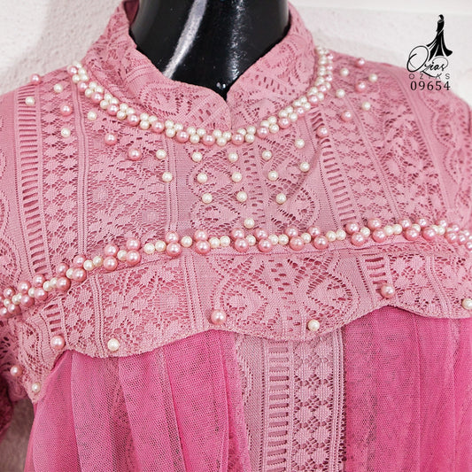 GAMIS OZIAS BROKAT ORCHID 09654 LD 105 I Gamis Lebaran Remaja I Gamis Kondangan muslimah Panjang Santai