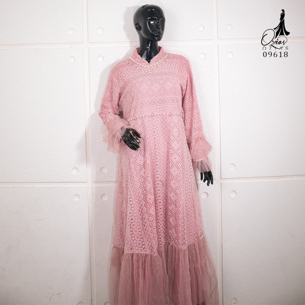 GAMIS OZIAS BROKAT IMPORT 09618 LD 105 I Gamis Fashion Simpel I Gamis Remaja Mewah