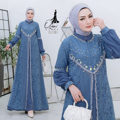 GAMIS OZIAS BROKAT ALYA 10012 LD 105 I Gamis Brokat Premium I Gamis Santai Wanita