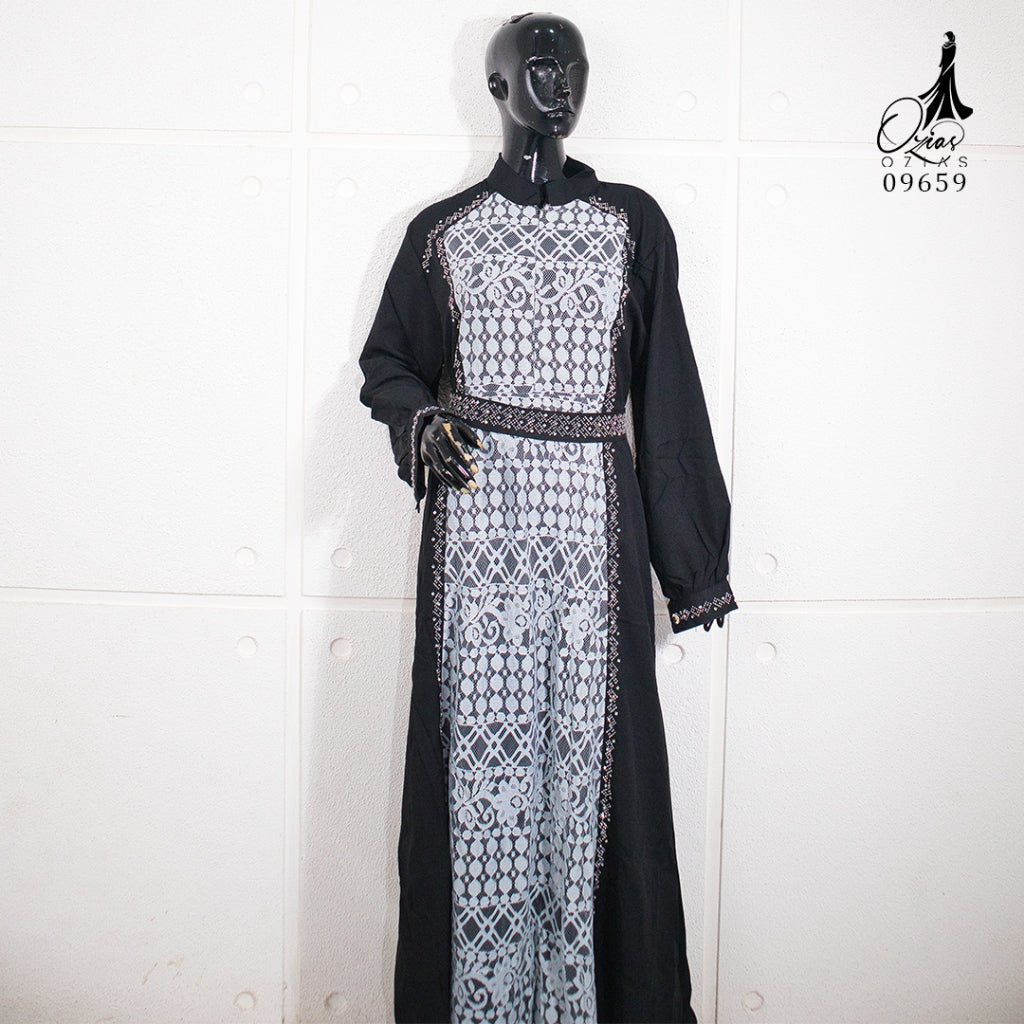 GAMIS OZIAS JETBLACK 09659 LD 120 I Gamis Fashion Muslimah I Abaya Lebaran Dress Hitam 2XL