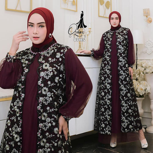 GAMIS OZIAS TILE NAMIRA 07165 LD 105 120 140 I Gamis Tile Premium I Gamis Kondangan Mewah 2XL 4XL