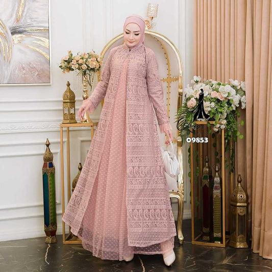 GAMIS OZIAS BROKAT KAGURA JUMBO 09853 LD 105 & LD 120 I Gamis Pengajian Simple I Fashion Muslimah Nyaman Panjang 2XL