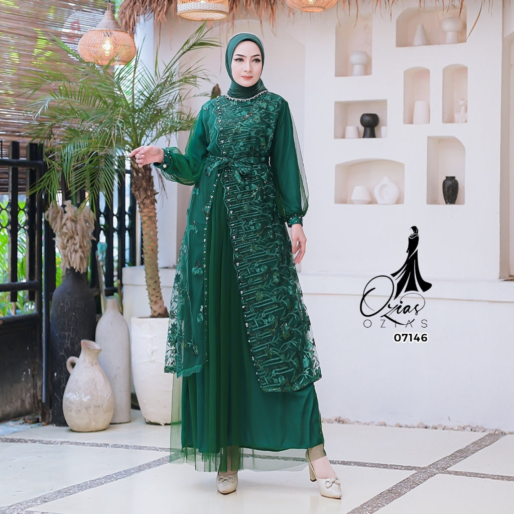 GAMIS OZIAS TILE BORDIR 07146 07133 07161 LD 105 I Gamis Tile Cantik I Gamis Kondangan Mewah