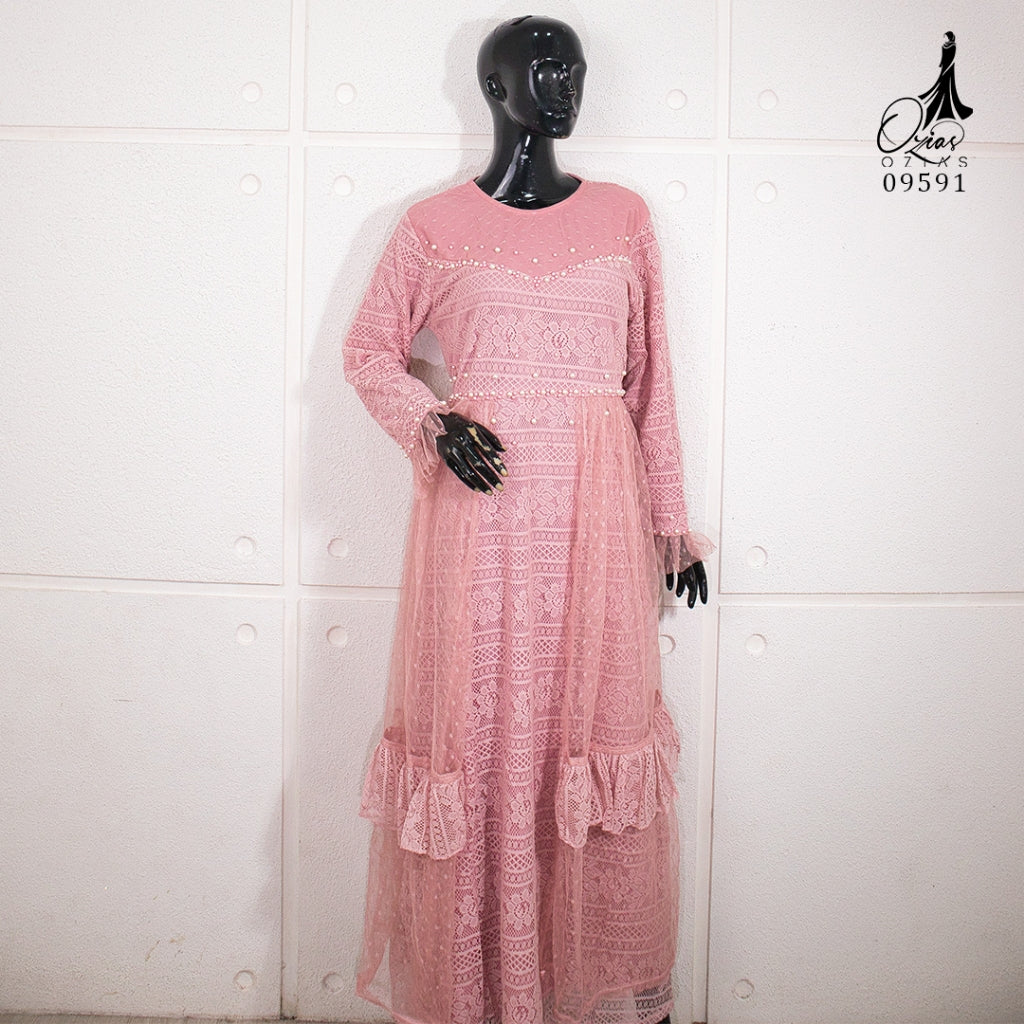 GAMIS OZIAS BROKAT PREMIUM 09591 LD 105 I Gamis Fashion Muslimah I Gamis Pesta Remaja Nyaman Panjang