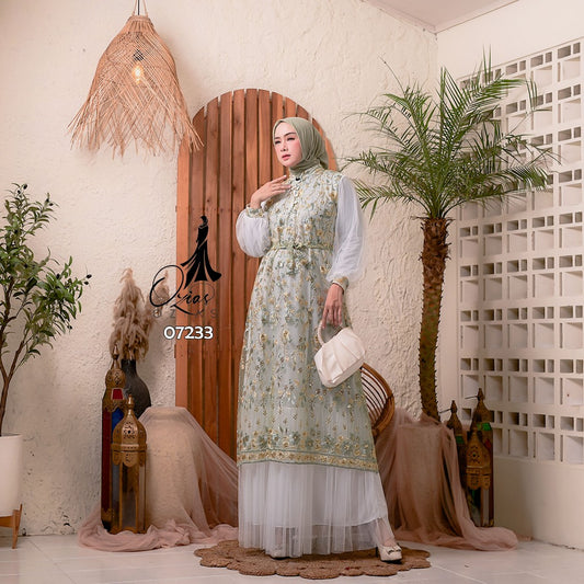 GAMIS OZIAS TILE 07233 LD 105 I Gamis Kondangan Mewah I Gamis Tile Premium
