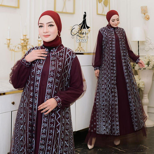 GAMIS OZIAS TILE 07177 LD 105 120 I Gamis Tile Mewah I Gamis Kondnagan Dan WIsuda Wanita