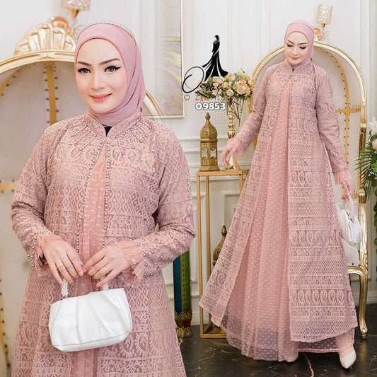GAMIS OZIAS BROKAT KAGURA JUMBO 09853 LD 105 & LD 120 I Gamis Pengajian Simple I Fashion Muslimah Nyaman Panjang 2XL