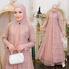 GAMIS OZIAS BROKAT KAGURA JUMBO 09853 LD 105 & LD 120 I Gamis Pengajian Simple I Fashion Muslimah Nyaman Panjang 2XL