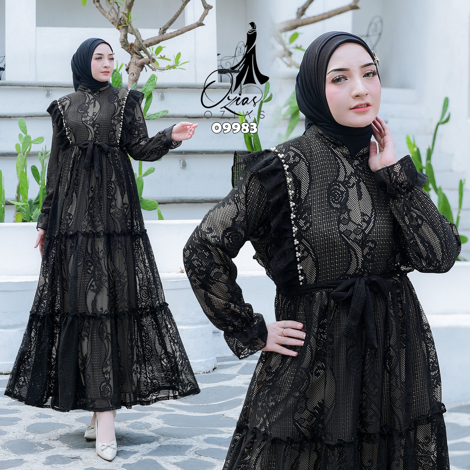 GAMIS IORA BROKAT HARUKA 09983 LD 98 105 120 I Gamis Brokat Premium I Gamis Santai