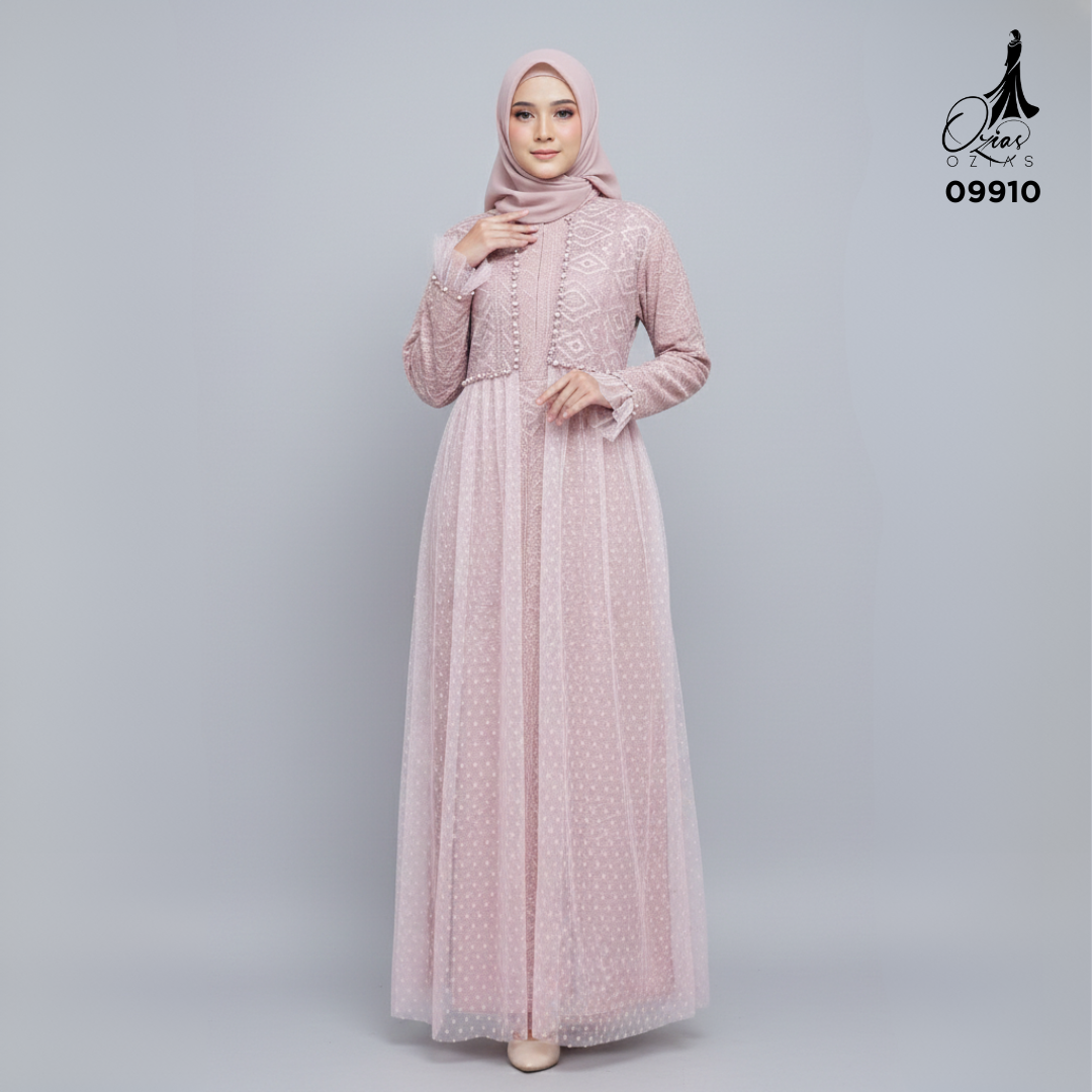 GAMIS OZIKO BROKAT IORA CEILO PREMIUM 09910 I Gamis Pesta Remaja I Gamis Busui friendly Muslim Nyaman 2XL