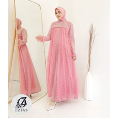Ozias - Gamis Brokat 09673 LD 105 I Gamis Cantik Wanita I Gamis Kondangan Mewah