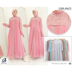 Ozias - Gamis Brokat 09673 LD 105 I Gamis Cantik Wanita I Gamis Kondangan Mewah