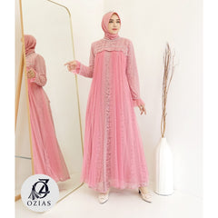 Ozias - Gamis Brokat 09673 LD 105 I Gamis Cantik Wanita I Gamis Kondangan Mewah